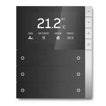 Smart Thermostatic 6-Gang Switch PEONIA Black – Model PEBR/U3.0.1-201 by ABB (KNX Smart Home)